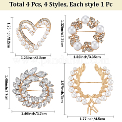 4Pcs 4 Styles Alloy Rhinestone Brooches for Clothes&nbsp;JEWB-CN0001-06