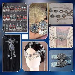 64Pcs 16 Styles Tibetan Style Alloy Multi-Strand Links&nbsp;FIND-PH0061-95