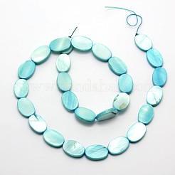 Dyed Oval Natural Freshwater Shell Beads Strands&nbsp;SHEL-E355-11