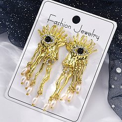 Alloy & Resin & Imitation Pearl Dangle Stud Earrings&nbsp;LS-EJEW-M075-07G