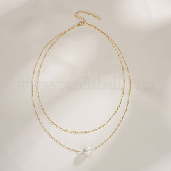 Round Natural Freshwater Pearl Pendant Necklaces&nbsp;NJEW-G153-03G