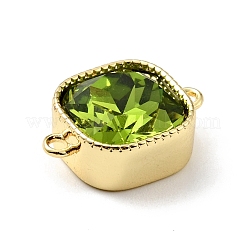 Rack Plating Brass Green Cubic Zirconia Connector Charms&nbsp;ZIRC-C037-04G