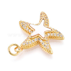 Brass Micro Pave Clear Cubic Zirconia Pendants&nbsp;KK-N268-69G
