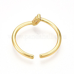 Brass Micro Pave Clear Cubic Zirconia Cuff Rings for Women&nbsp;KK-T070-115