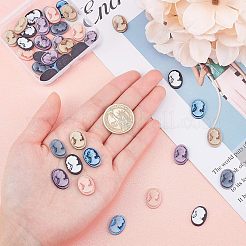 Resin Cameo Lady Head Cabochons&nbsp;CRES-CA0001-02