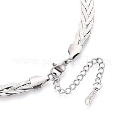 7MM 304 Stainless Steel Braided Herringbone Chain Necklaces&nbsp;NJEW-N058-19P