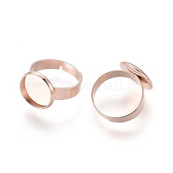 Adjustable 201 Stainless Steel Finger Rings Components&nbsp;STAS-G187-01RG-12mm