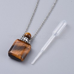 Natural Mixed Stone Perfume Bottle Pendant Necklaces&nbsp;NJEW-F266-02P