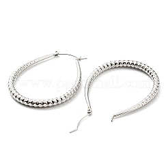Non-Tarnish 304 Stainless Steel Textured Teardrop Hoop Earrings&nbsp;EJEW-B023-19P