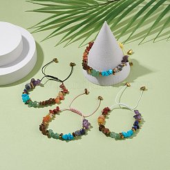 Natural & Synthetic Mixed Gemstone Chips Braided Bead Bracelet&nbsp;BJEW-JB08079