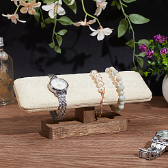 Velvet T-Bar Bracelet Display Stands with Wooden Base&nbsp;BDIS-WH0010-11A
