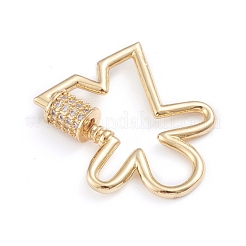 Brass Micro Pave Clear Cubic Zirconia Screw Carabiner Lock Charms&nbsp;ZIRC-I041-10G