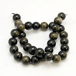 Natural Golden Sheen Obsidian Beads Strands&nbsp;G-C068-10mm-9