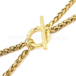 Ion Plating(IP) 304 Stainless Steel Green Yellow Enamel Letter & Eye Pendant Wheat Chain Necklaces&nbsp;STAS-Z102-01G-H