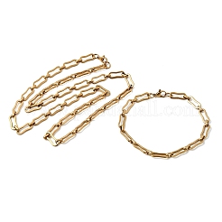 304 Stainless Steel Link Chain Bracelet & Necklace Jewelry Sets&nbsp;SJEW-L199-14G