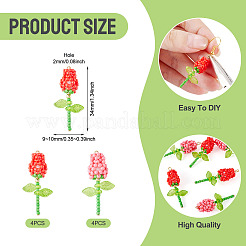 8Pcs 2 Colors Glass Seed Beaded Rose Pendants&nbsp;PALLOY-TA00352