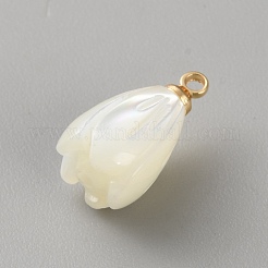 Natural Shell Carved Flower Charms&nbsp;LS-KK-CJC0816-002G-03