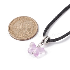 Glass Butterfly Pendant Necklaces&nbsp;NJEW-JN04572