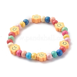 Round Natural Wood Beads Stretch Bracelets&nbsp;BJEW-JB06596