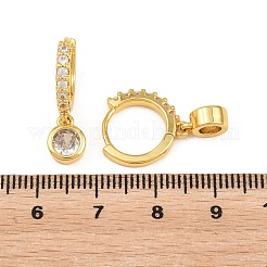 Brass Micro Pave Cubic Zirconia Hoop Dangle Earrings&nbsp;KK-Z166-15G-02