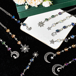 10Pcs 10 Styles Alloy & Glass Pendant Decoration&nbsp;HJEW-SC0002-65
