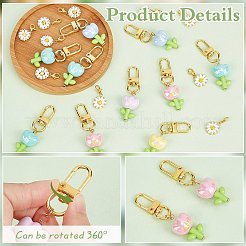 20Pcs 2 Styles Acrylic Glass Flower Pendants Decorations&nbsp;HJEW-PH0001-82