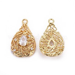 Brass Micro Pave Cubic Zirconia Pendants&nbsp;ZIRC-L070-54G