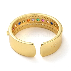 Rack Plating Brass Micro Pave Cubic Zirconia Open Cuff Rings&nbsp;RJEW-K266-04C-G