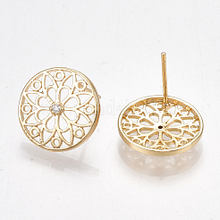 Brass Cubic Zirconia Stud Earrings&nbsp;KK-S350-040G