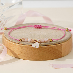 Glass Heart Charm Braided Bracelets&nbsp;ZL0306