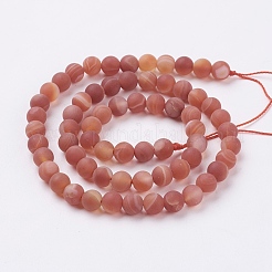 Natural Striped Agate/Banded Agate Bead Strands&nbsp;G-J376-12F-6mm
