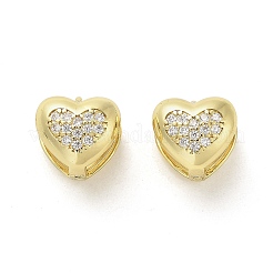 Heart Rack Plating Brass Micro Pave Clear Cubic Zirconia Hoop Earrings&nbsp;EJEW-M240-01G