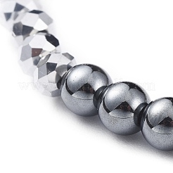 Faceted Rondelle Electroplate Glass Stretch Bracelets&nbsp;BJEW-JB04650-01