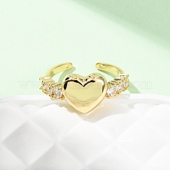 Adjustable Brass Micro Pave Cubic Zirconia Cuff Rings for Women&nbsp;RJEW-B139-02G