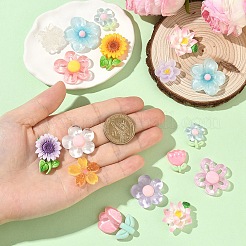 11Pcs 11 Styles Opaque & Transparnt Resin Flowers Cabochons&nbsp;RESI-YW0005-41
