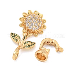 Brass Micro Pave Cubic Zirconia Fold Over Clasps&nbsp;KK-Z072-18G