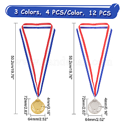12Pcs 3 Colors Zinc Alloy Blank Award Medals&nbsp;AJEW-GA0003-65