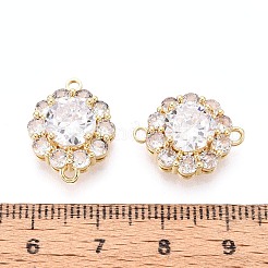 Brass Pave Clear Cubic Zirconia Connector Charms&nbsp;KK-N284-19G