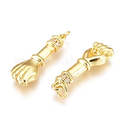 Brass Micro Pave Clear Cubic Zirconia Pendants&nbsp;KK-I674-16G