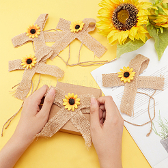 Polyester Ribbon Sunflower Bow&nbsp;DIY-WH0321-08