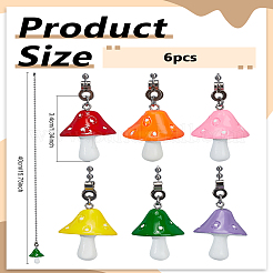 6Pcs 6 Colors Mushroom Resin Charms Ceiling Fan Pull Chain Extenders&nbsp;HJEW-LP00016
