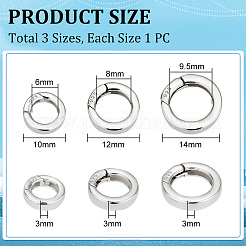3Pcs 3 Styles 925 Sterling Silver Spring Gate Rings with 925 Stamp&nbsp;STER-PH0001-54