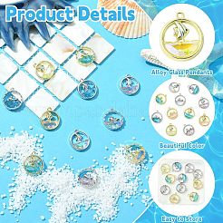 11Pcs 11 Colors Alloy Glass Pendants&nbsp;FIND-CJ0004-97
