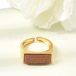 Brass with Synthetic Goldstone Cuff Open Rings for Women&nbsp;GG-CBA0B5A-04G-02
