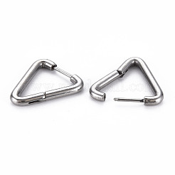 Tarnish Resistant Triangle Huggie Hoop Earrings for Women&nbsp;EJEW-N016-009-NR