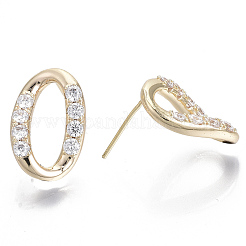 Brass Micro Pave Clear Cubic Zirconia Stud Earring&nbsp;KK-N232-09-NF