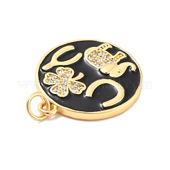 Eco-Friendly Brass Micro Pave Cubic Zirconia with Enamel Pendants&nbsp;KK-K268-17G