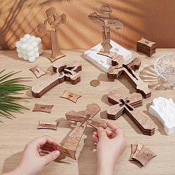 24Pcs Wood Cross Display Decorations&nbsp;DIY-WH0899-437