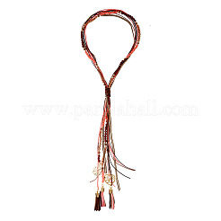 Bohemian Style Alloy & Resin & Waxed Cord & Imitation Leather Lariat Necklaces&nbsp;FS-WG837D8-02