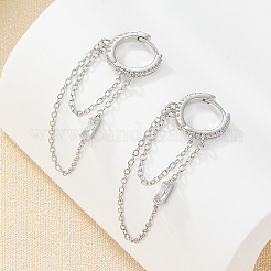 Anti-Tarnish Rhodium Plated 925 Sterling Silver Hoop Earrings&nbsp;UF8951-2